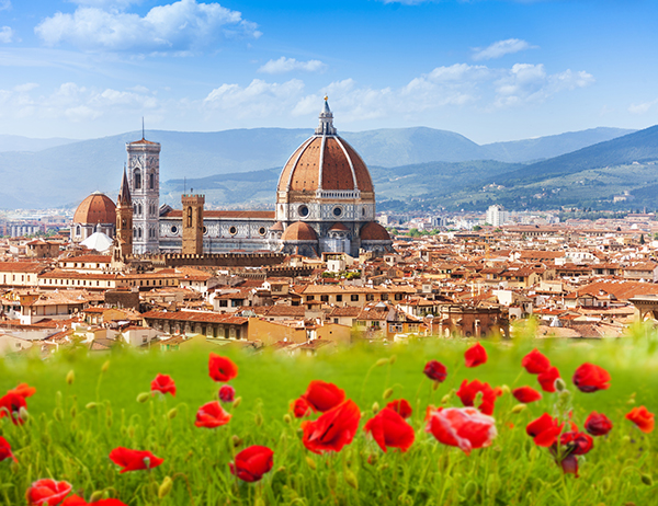 Florence, Duomo and Giotto’s Campanile. duomo flowers